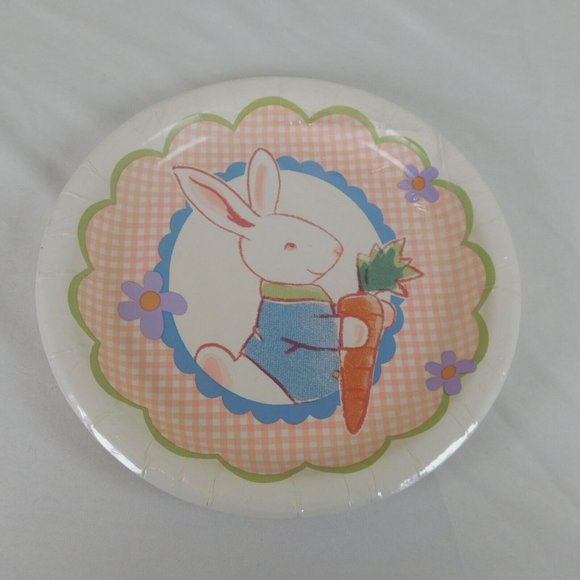 4 Pkgs Easter Holiday Paper Plates Dinner Snack Bunny Rabbit Carrot NIP Check - Picture 9 of 11